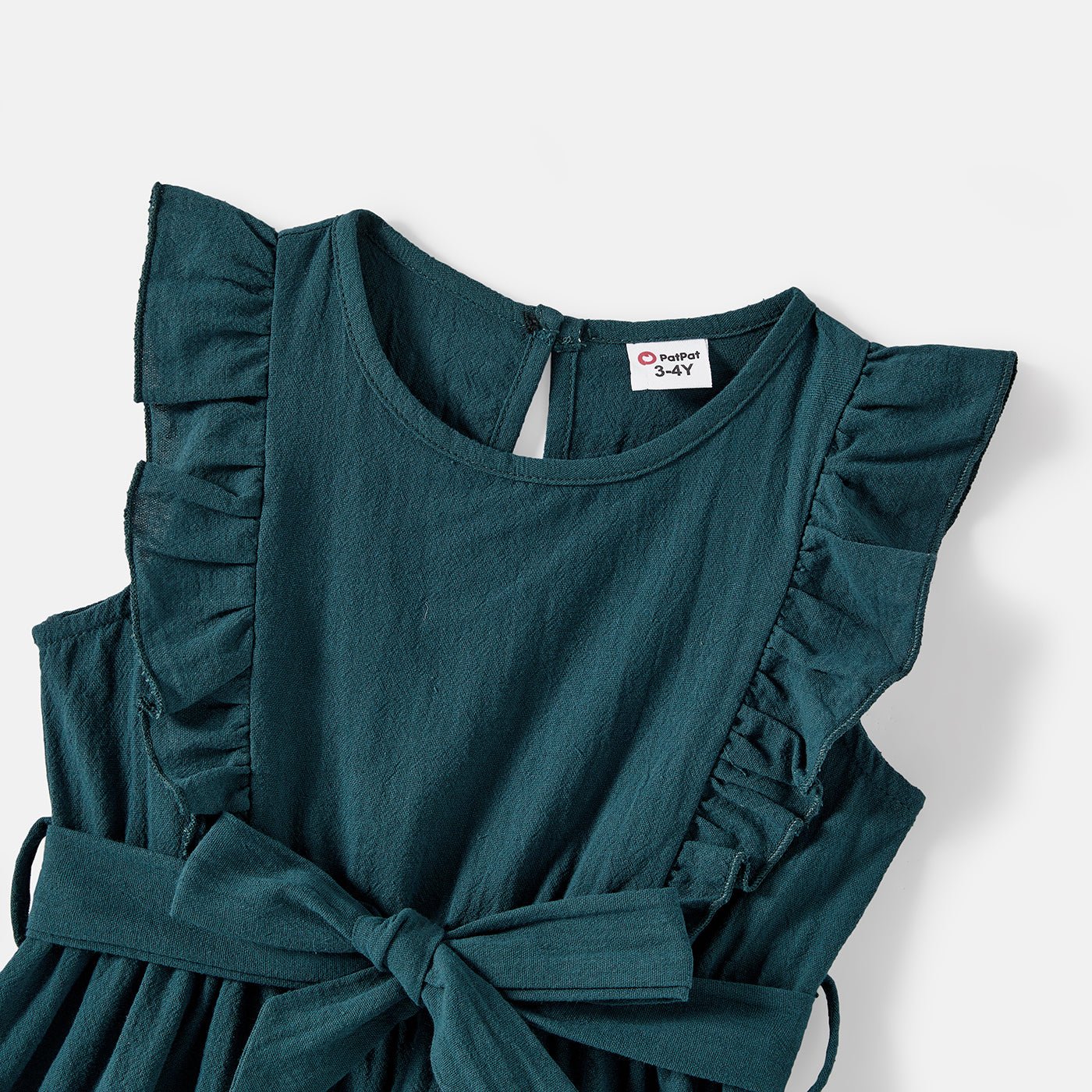 Family Matching Solid Knot Front Cami Dresses and Colorblock Short-sleeve Tee Sets - 20595448