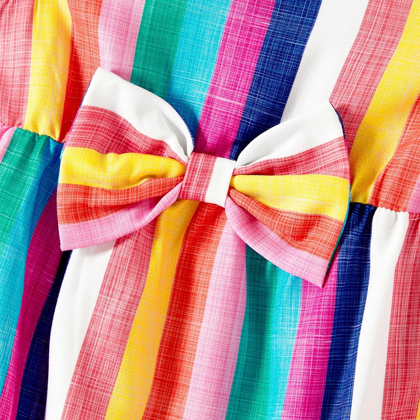 Mommy and Me Colorful Striped Sleeveless Belted Dresses - 20572651