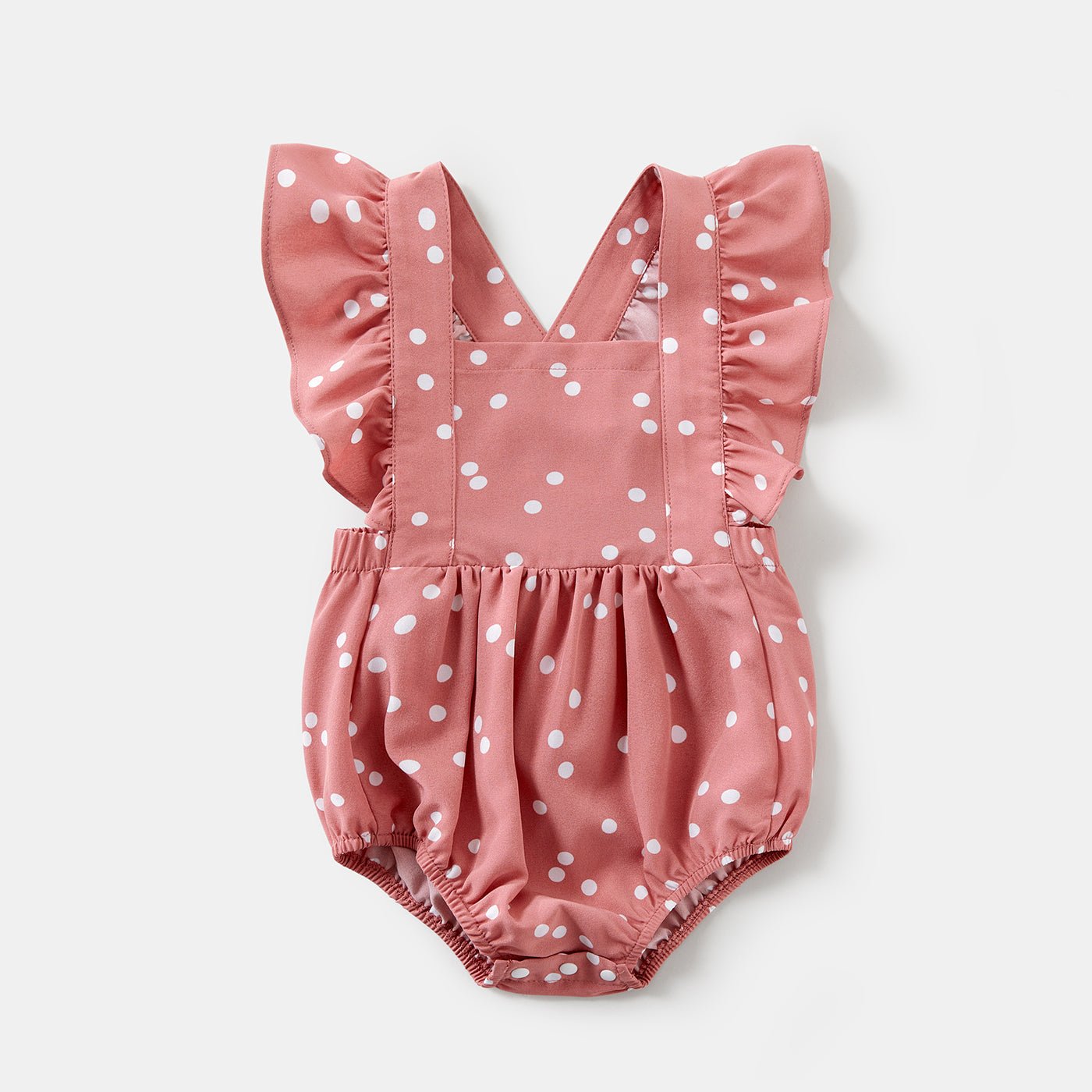 Polka Dots Pink Halter Neck Sleeveless Belted Romper for Mom and Me - 20396498
