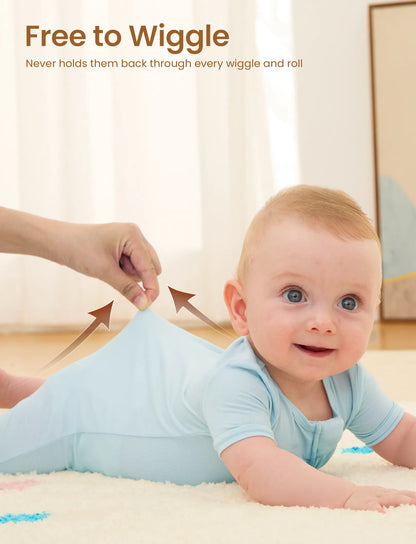 Bamboo Baby Boy / Girl 2-Way Zip Onesies Anti Slip Childlike Food Pattern Bamboo Sleepwear (Snug-Fitting)
 Turquoise