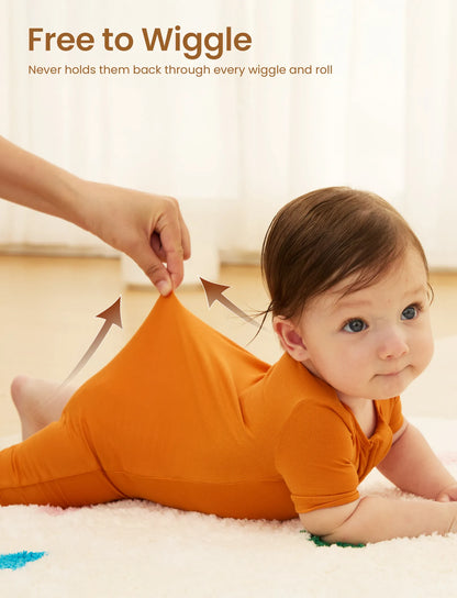 Bamboo Baby Boy / Girl 2-Way Zip Onesies Anti Slip Childlike Food Pattern Bamboo Sleepwear (Snug-Fitting)
 Orange