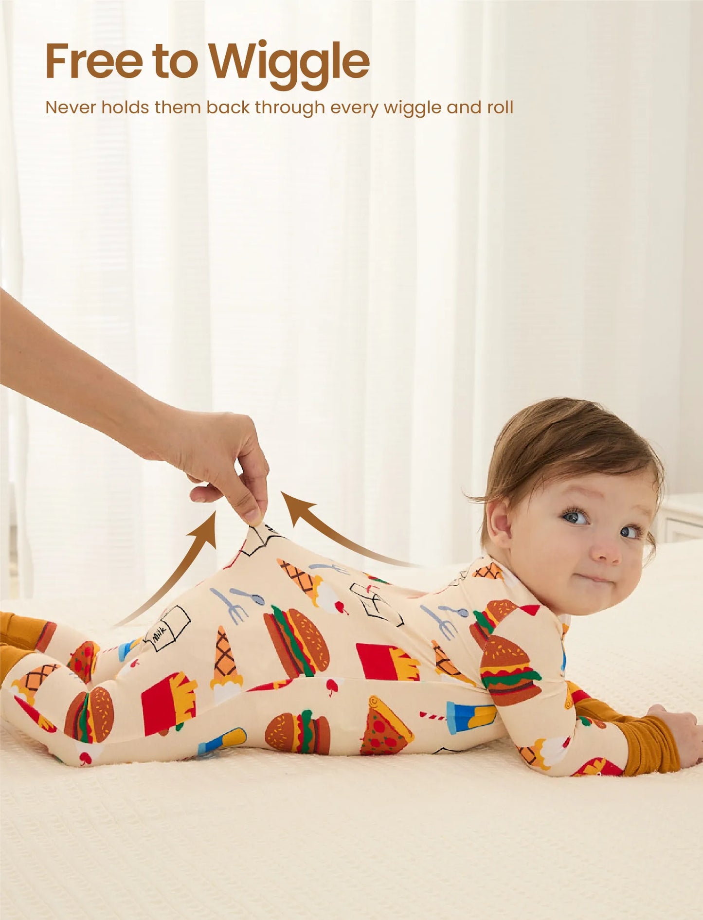 Kids Baby / Girl Bamboo Pajamas With Childlike Print (Snug-Fitting) Brown