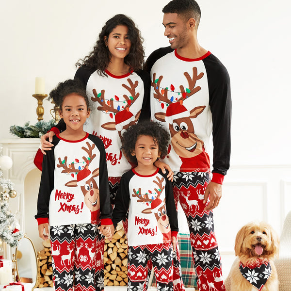 Christmas Reindeer Print Family Matching Pajamas Sets (Flame Resistant)