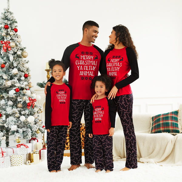 Christmas Letter Print Family Matching Pajamas Sets