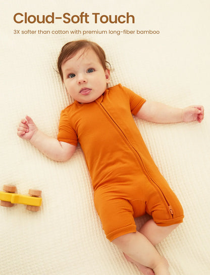 Bamboo Baby Boy / Girl 2-Way Zip Onesies Anti Slip Childlike Food Pattern Bamboo Sleepwear (Snug-Fitting)
 Orange