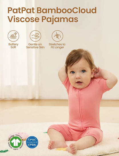 Bamboo Baby Boy / Girl 2-Way Zip Onesies Anti Slip Childlike Food Pattern Bamboo Sleepwear (Snug-Fitting)
 Pink