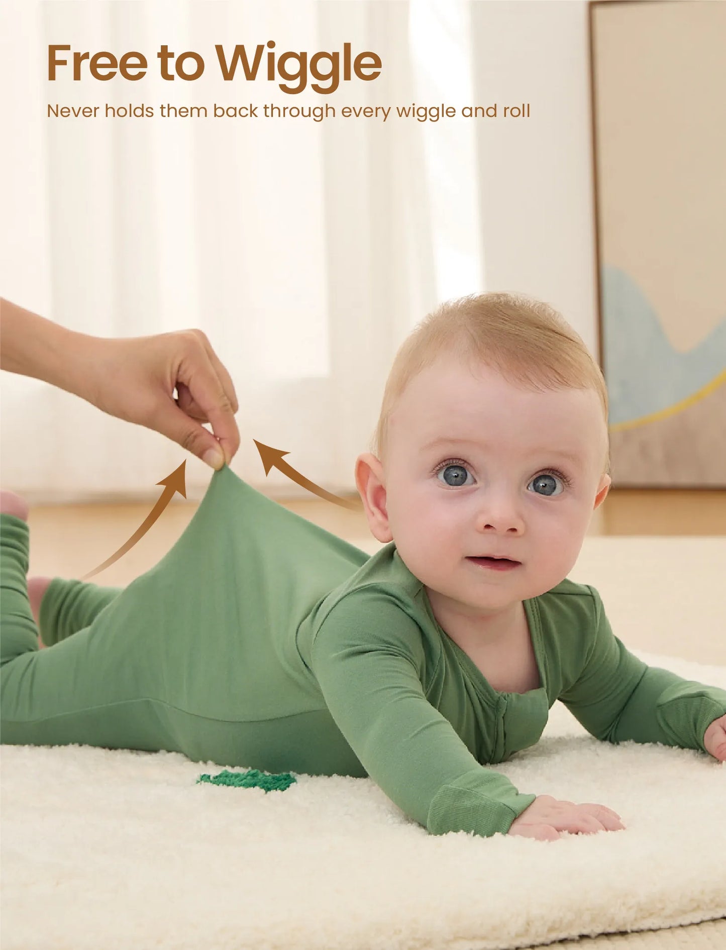 Kids Baby / Girl Bamboo Pajamas With Childlike Print (Snug-Fitting) Dark Green