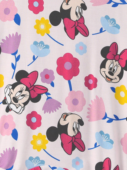 Disney Mickey and Friends Baby Girl 2pcs Minnie Bamboo Ruffled Allover Print Romper Hot Pink