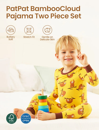 Christmas / Halloween Pajama 2-piece Bamboo Pajamas Set With Childlike Print for Baby / Toddler( Snug-Fitting) Yellow