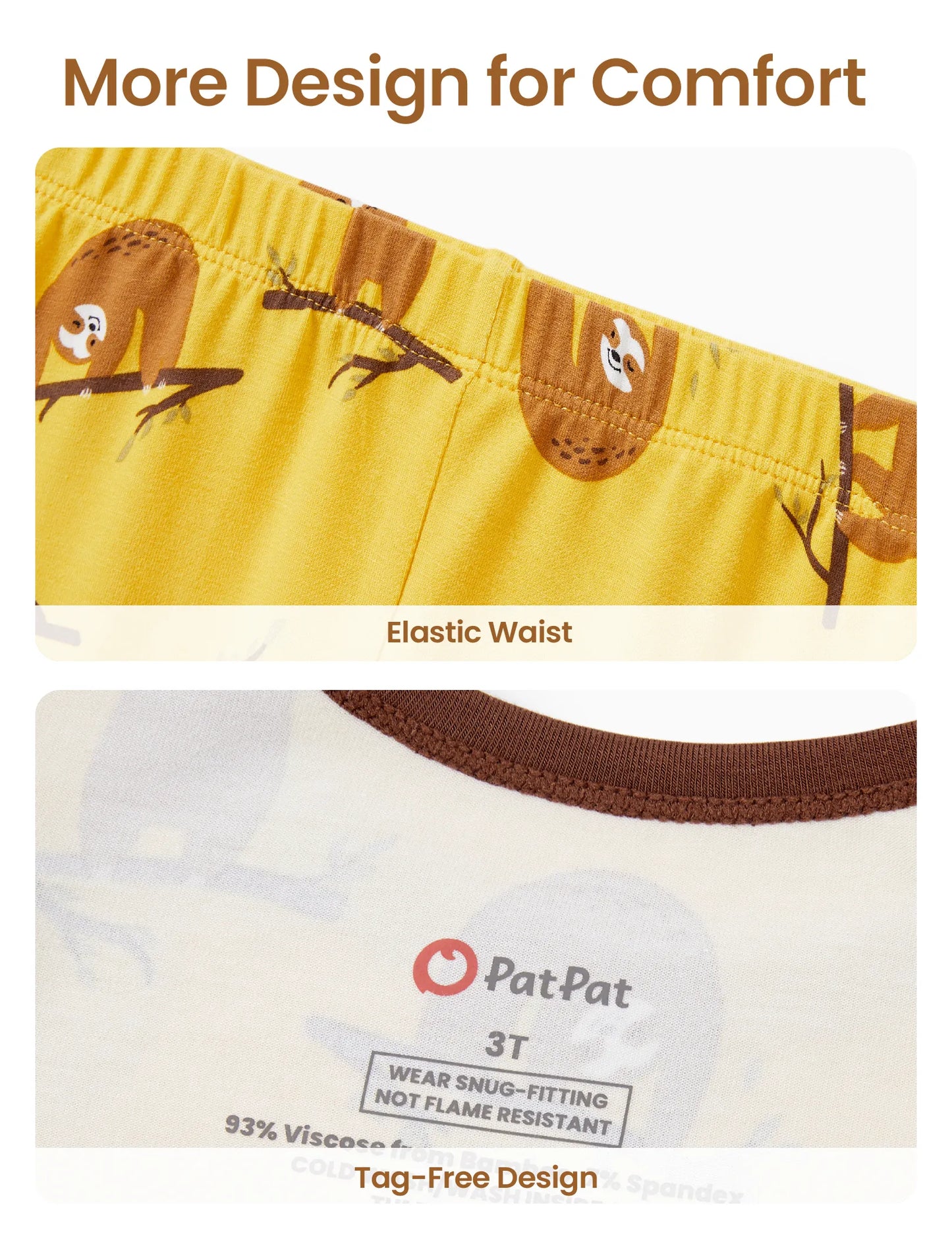 Christmas / Halloween Pajama 2-piece Bamboo Pajamas Set With Childlike Print for Baby / Toddler( Snug-Fitting) Yellow