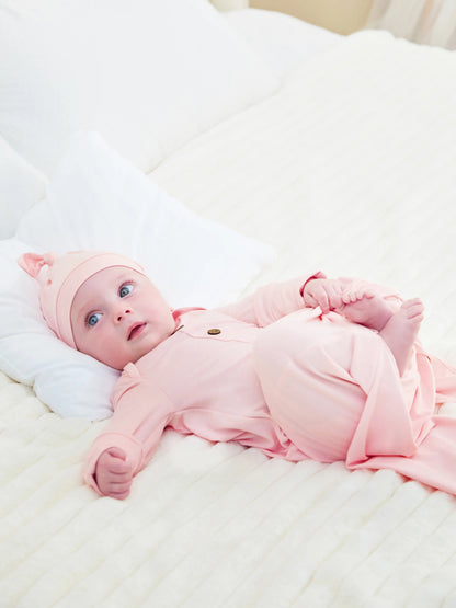 Bamboo Baby Boy/Girl Sleeping Bag Infant Gown with Hat Pink