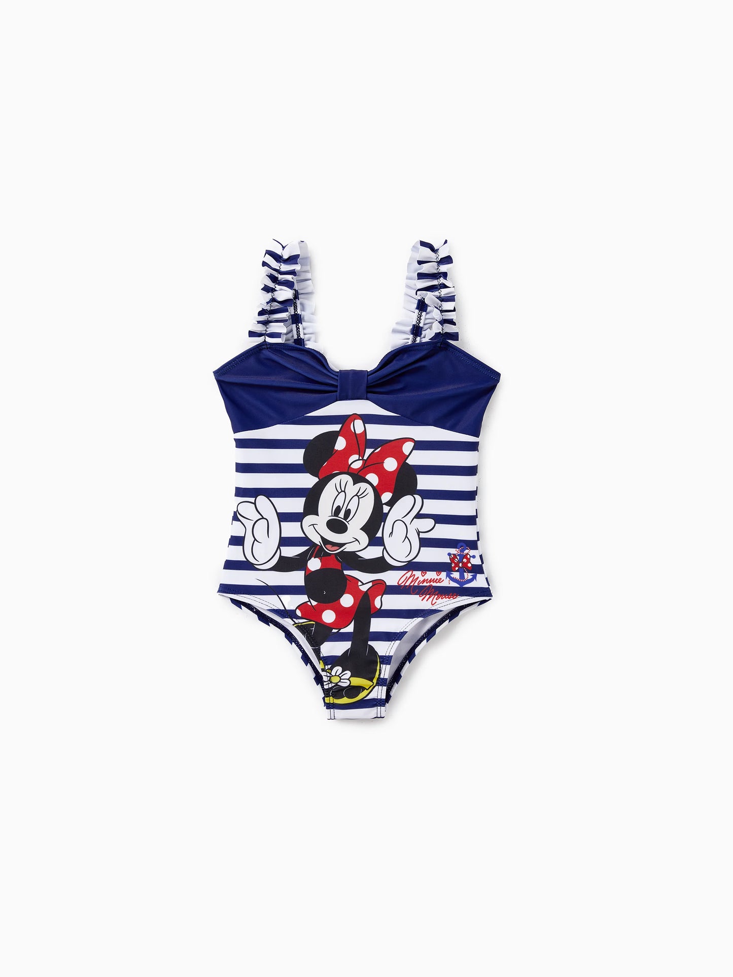 Funny Disney Mickey and Friends Sibling Set Boy/Girl Minnie/Mickey Character Stripped Swimsuit Dark Blue