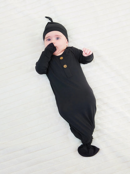 Bamboo Baby Boy/Girl Sleeping Bag Infant Gown with Hat Black