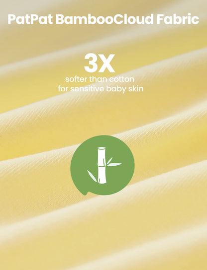 Bamboo 2-Pack Footies Baby Boy / Girl 2-Way Zipper Anti Slip Long Sleeve Rompers Pale Yellow