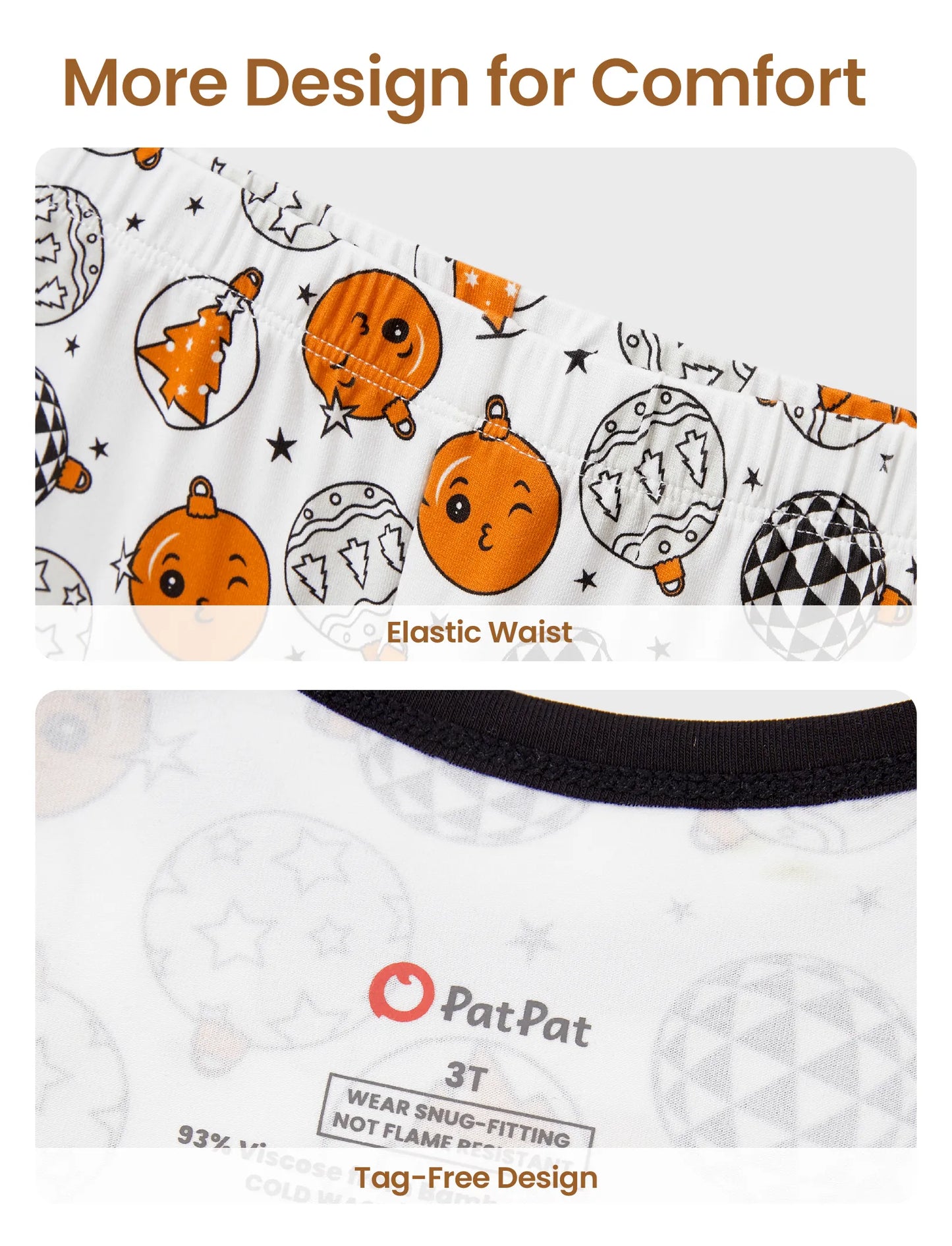 Christmas / Halloween Pajama 2-piece Bamboo Pajamas Set With Childlike Print for Baby / Toddler( Snug-Fitting) Orange