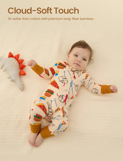 Kids Baby / Girl Bamboo Pajamas With Childlike Print (Snug-Fitting) Brown