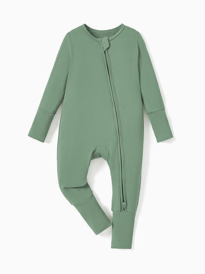 Kids Baby / Girl Bamboo Pajamas With Childlike Print (Snug-Fitting) Dark Green
