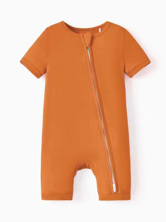Bamboo Baby Boy / Girl 2-Way Zip Onesies Anti Slip Childlike Food Pattern Bamboo Sleepwear (Snug-Fitting)
 Orange
