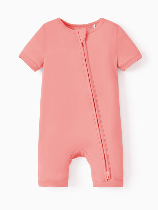 Bamboo Baby Boy / Girl 2-Way Zip Onesies Anti Slip Childlike Food Pattern Bamboo Sleepwear (Snug-Fitting)
 Pink