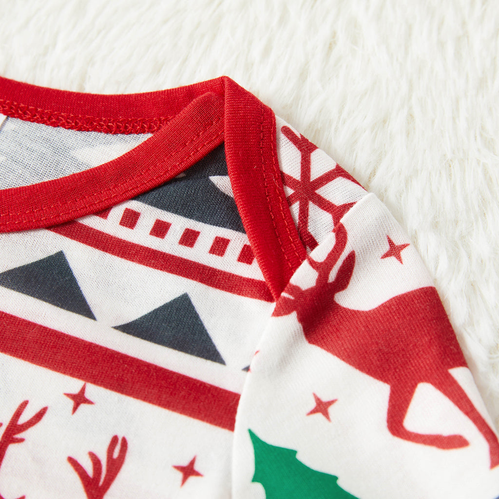 Christmas All Over Reindeer Print Family Matching Long-sleeve Pajamas Sets (Flame Resistant)