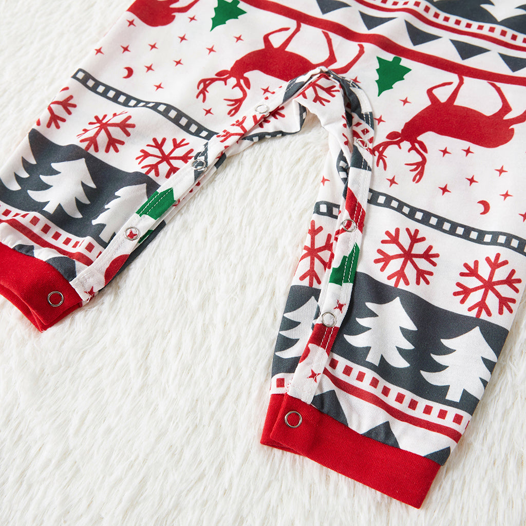 Christmas All Over Reindeer Print Family Matching Long-sleeve Pajamas Sets (Flame Resistant)