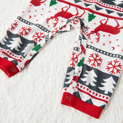Christmas All Over Reindeer Print Family Matching Long-sleeve Pajamas Sets (Flame Resistant)
