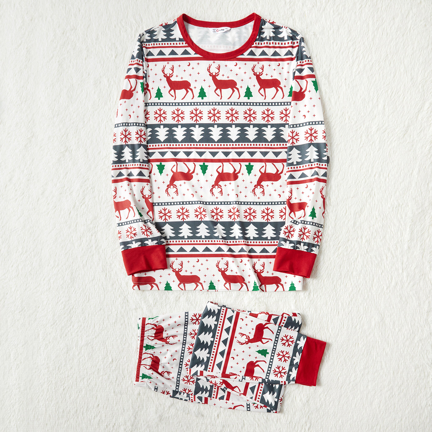 Christmas All Over Reindeer Print Family Matching Long-sleeve Pajamas Sets (Flame Resistant)