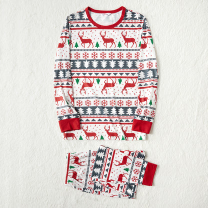 Christmas All Over Reindeer Print Family Matching Long-sleeve Pajamas Sets (Flame Resistant)
