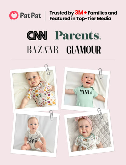 Bamboo Baby Boy/Girl 2-Pack Solid&Printed Rompers Set Pink