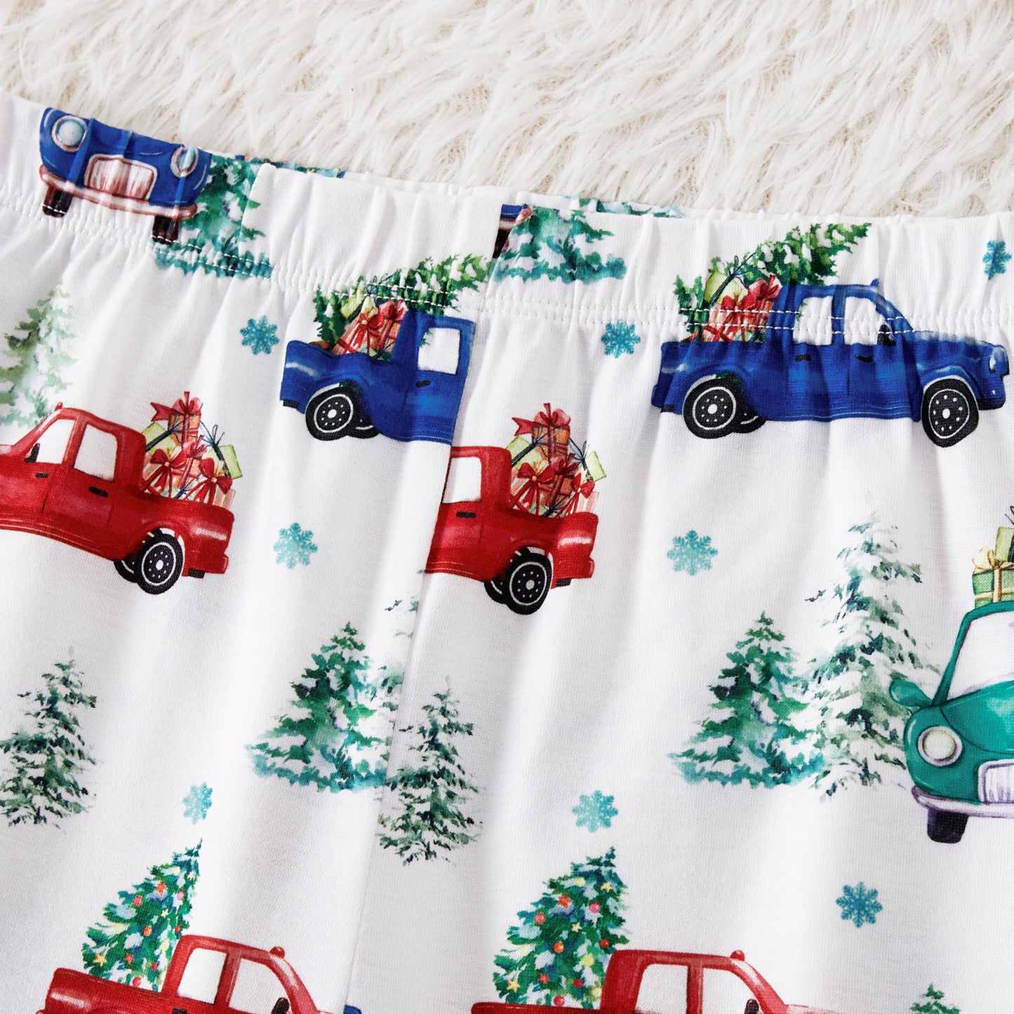 Christmas Allover red and Blue Car Print Family Matching Long-sleeve Pajamas Sets (Flame Resistant)