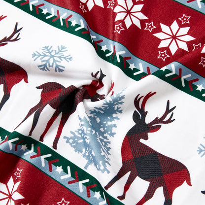 Christmas Allover Reindeer and Snowflake Print Family Matching Pajamas Sets (Flame Resistant)