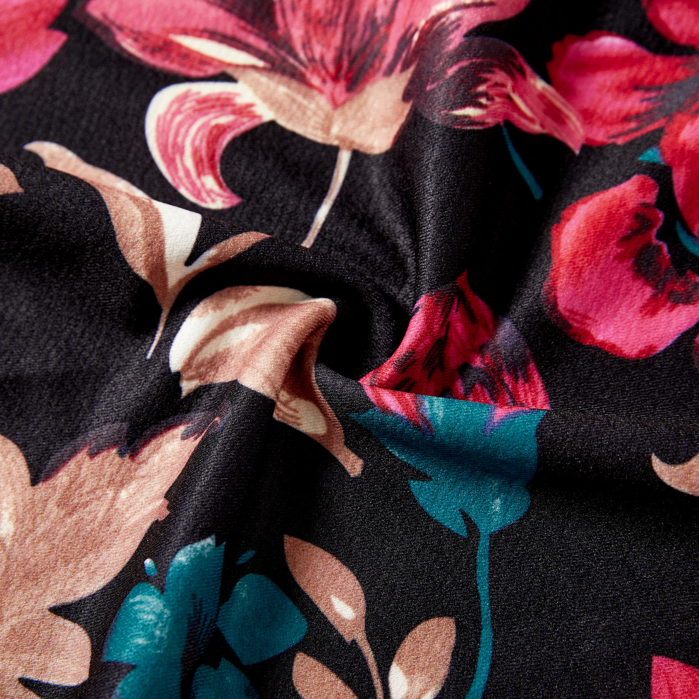 All Over Floral Print Cross Wrap V Neck Belted Long-sleeve Dress for Mom and Me