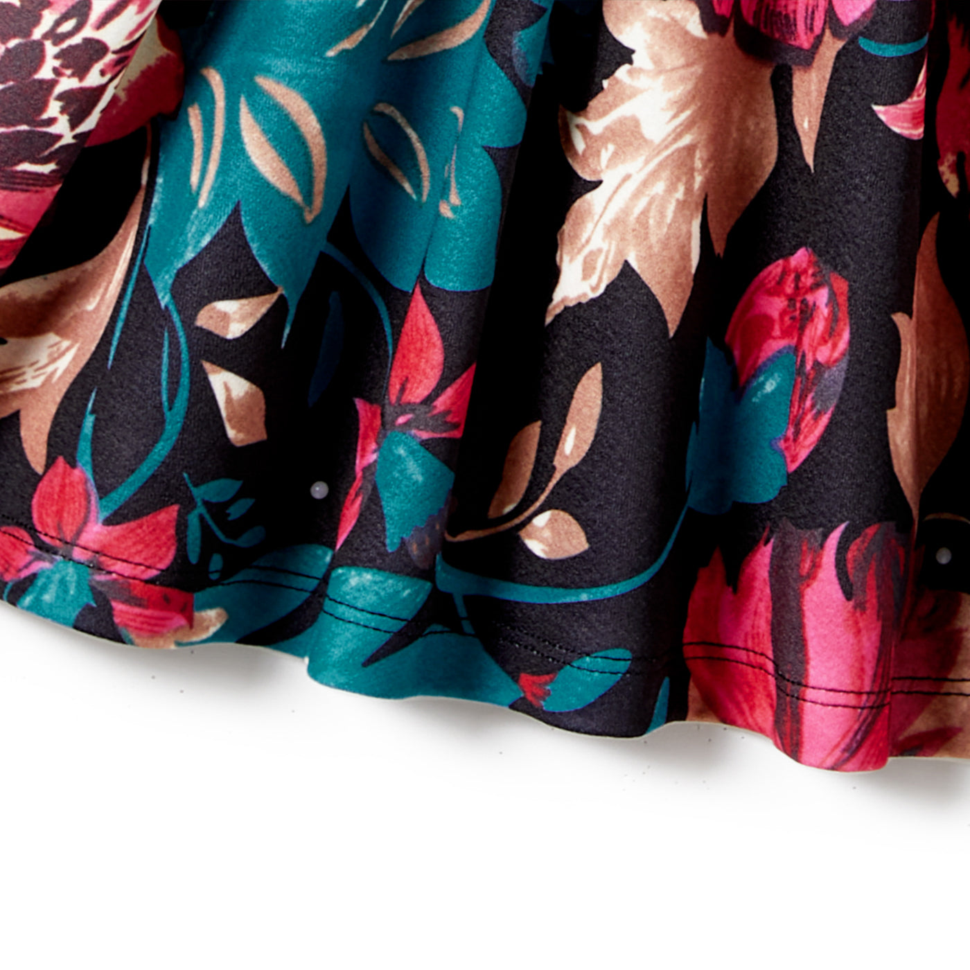 All Over Floral Print Cross Wrap V Neck Belted Long-sleeve Dress for Mom and Me