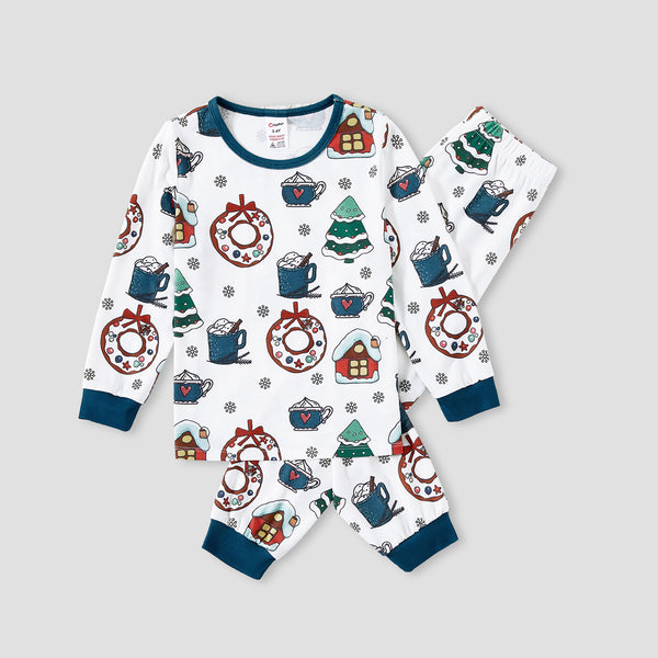 Christmas Cute Cartoon Print Long-sleeve Family Matching Pajamas Sets (Flame Resistant)