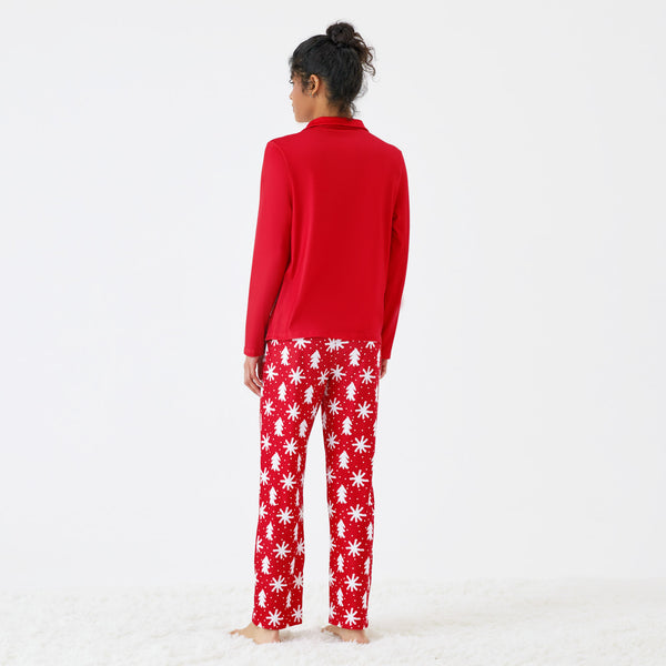 Christmas Family Matching Reindeer & Letters Print Long-sleeve Pajamas Sets(Flame resistant)