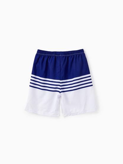Funny Disney Mickey and Friends Sibling Set Boy/Girl Minnie/Mickey Character Stripped Swimsuit Dark Blue