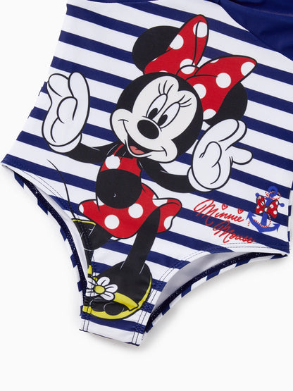 Funny Disney Mickey and Friends Sibling Set Boy/Girl Minnie/Mickey Character Stripped Swimsuit Dark Blue