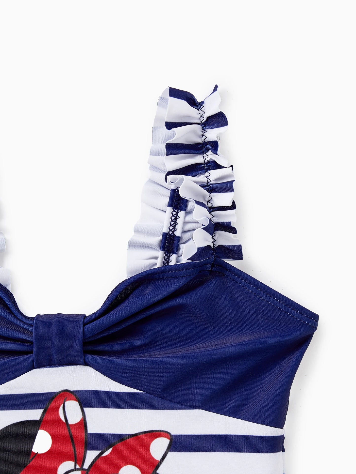 Funny Disney Mickey and Friends Sibling Set Boy/Girl Minnie/Mickey Character Stripped Swimsuit Dark Blue