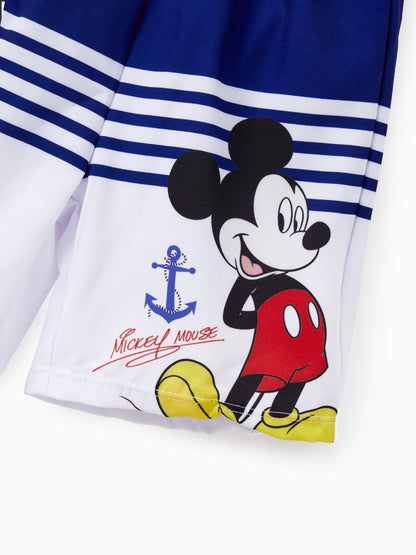 Funny Disney Mickey and Friends Sibling Set Boy/Girl Minnie/Mickey Character Stripped Swimsuit Dark Blue
