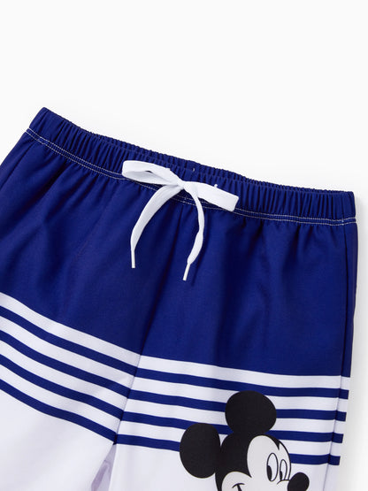 Funny Disney Mickey and Friends Sibling Set Boy/Girl Minnie/Mickey Character Stripped Swimsuit Dark Blue