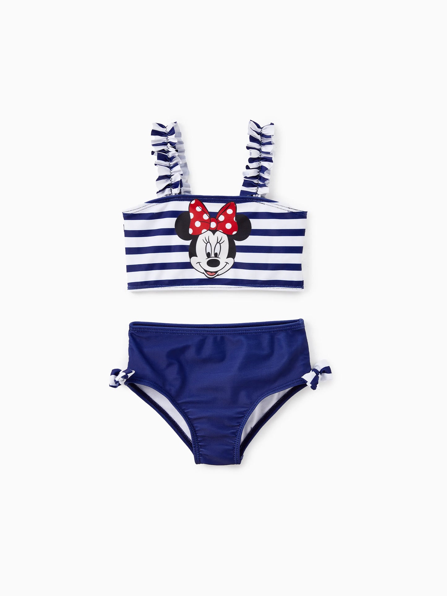 Funny Disney Mickey and Friends Sibling Set Boy/Girl Minnie/Mickey Character Stripped Swimsuit Dark Blue