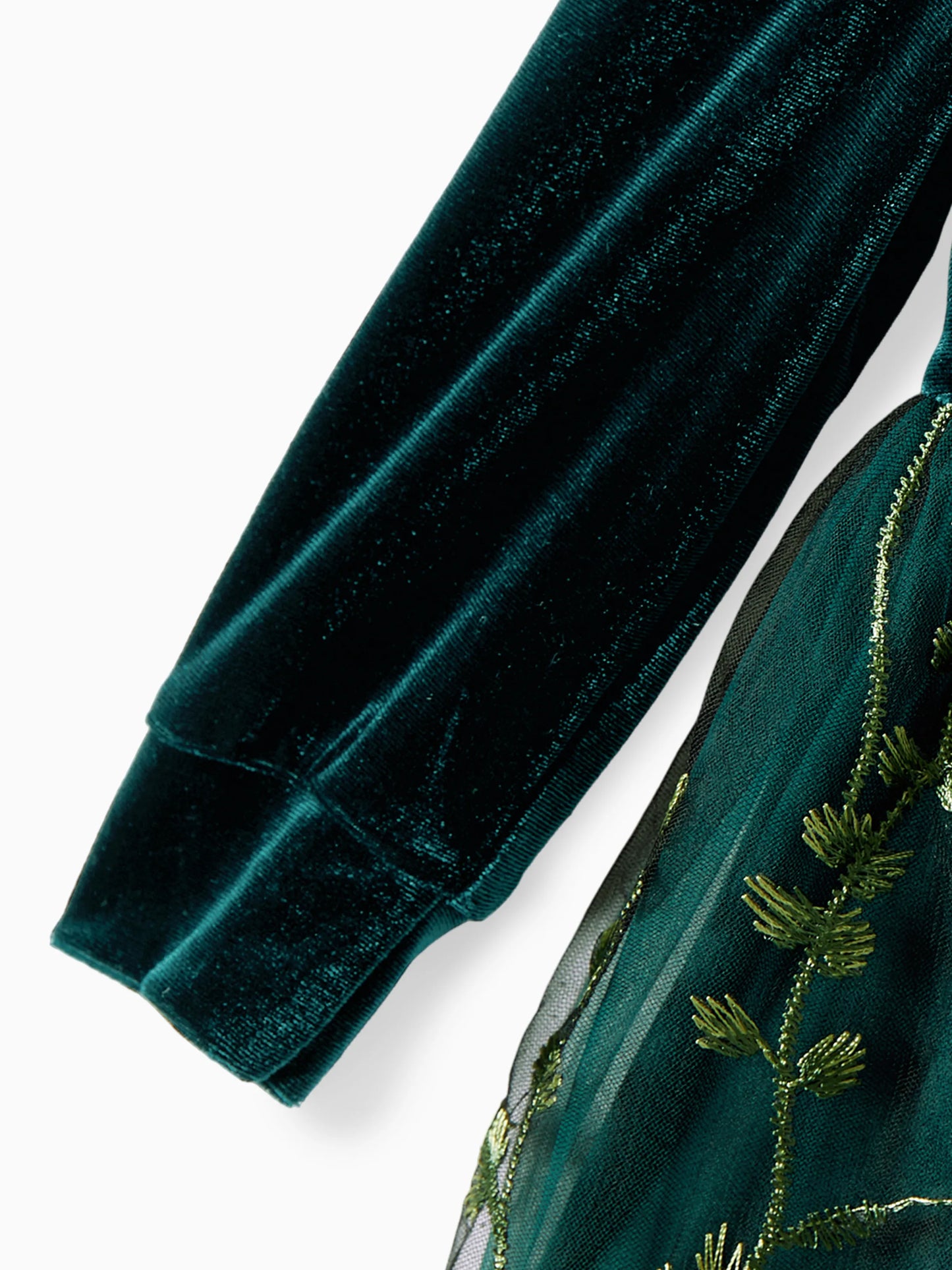Mommy and Me Casual Dresses - Big Flower Print, Medium Thickness, Short Sleeve, Opaque, Regular Fit Dark Green