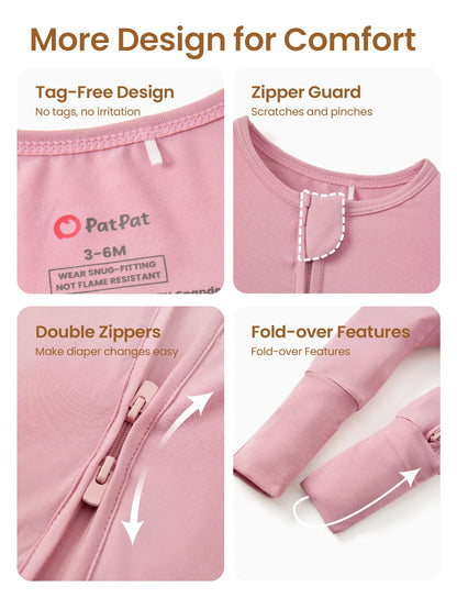 Kids Baby / Girl Bamboo Pajamas With Childlike Print (Snug-Fitting) Pink