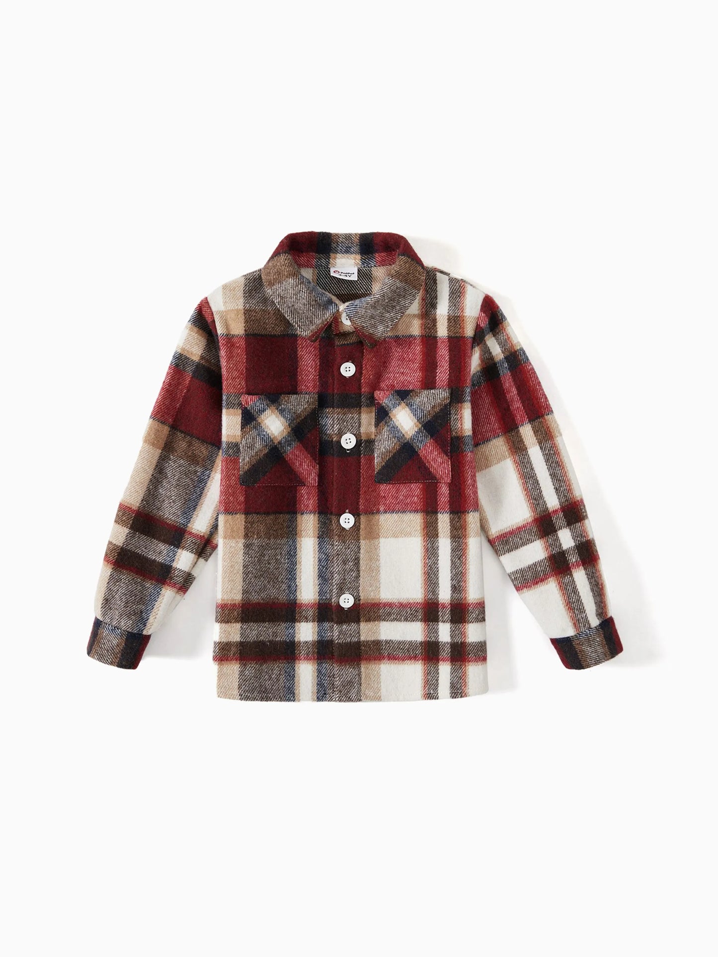 Family Matching Solid Ribbed Spliced Plaid Belted Dresses and Long-sleeve Button Up Shirts Sets MAROON