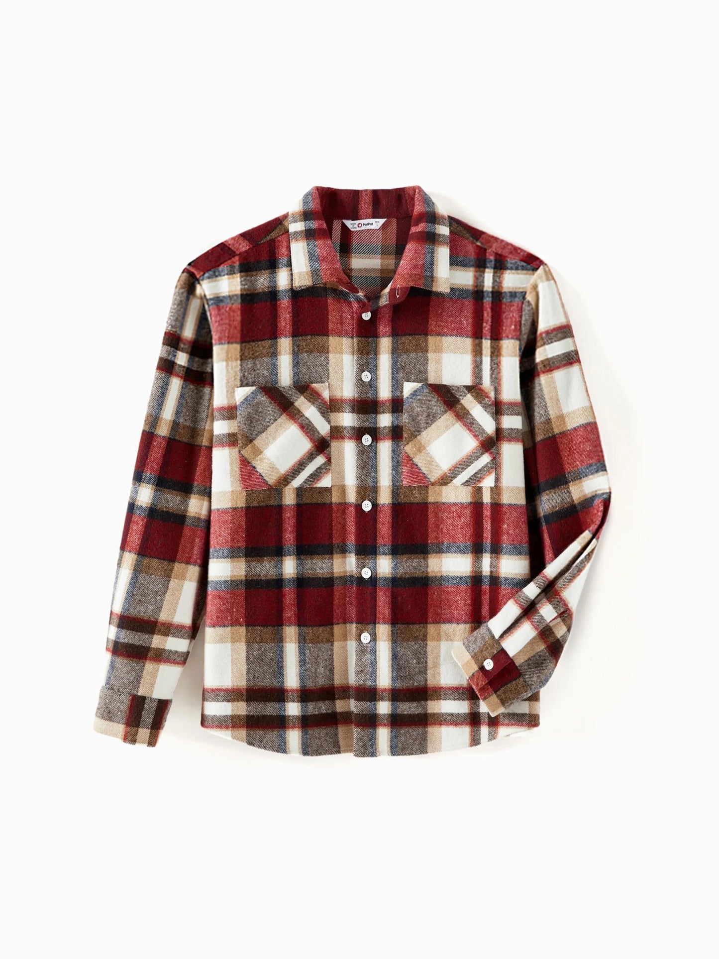 Family Matching Solid Ribbed Spliced Plaid Belted Dresses and Long-sleeve Button Up Shirts Sets MAROON