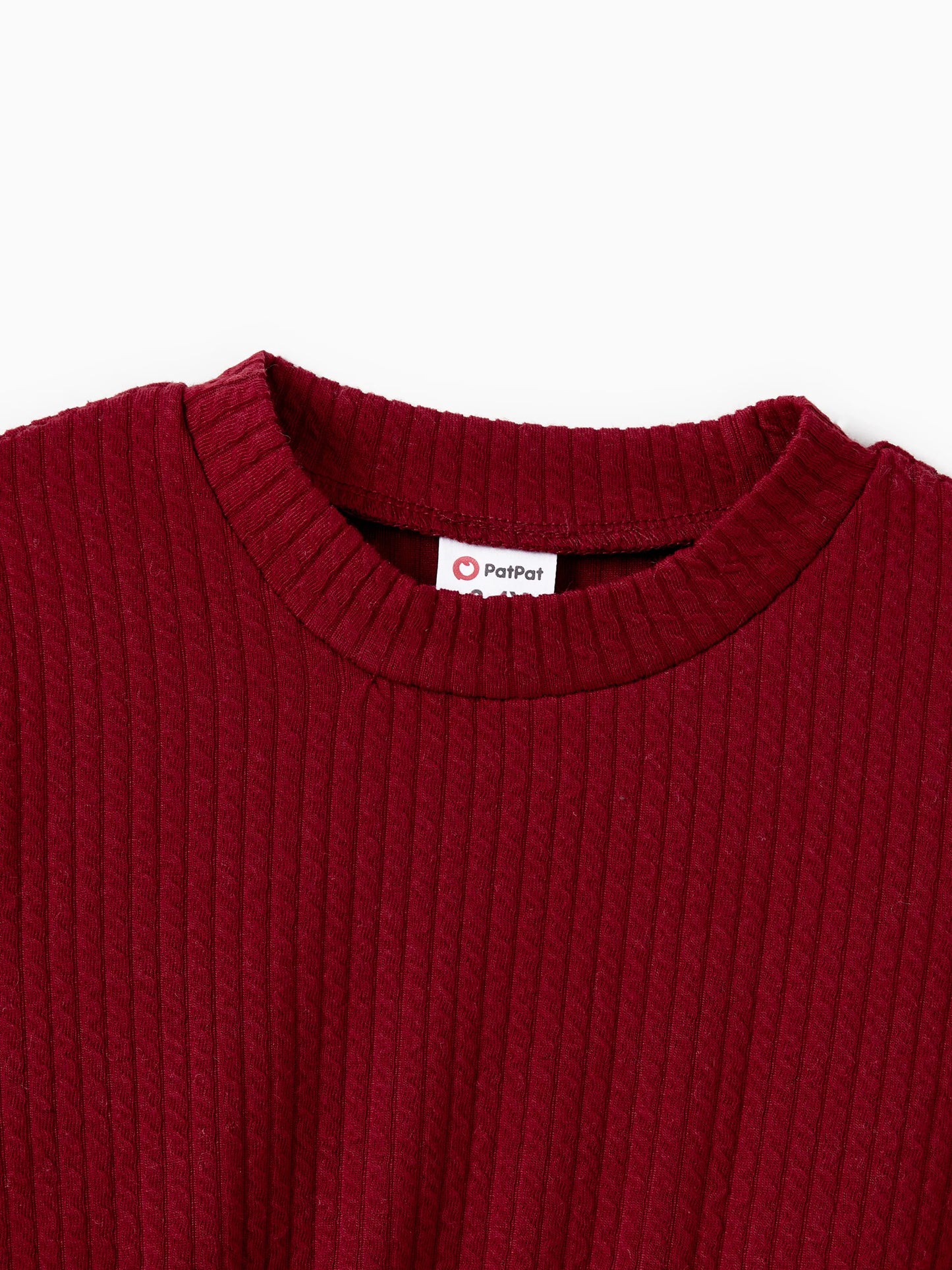 Family Matching Solid Ribbed Spliced Plaid Belted Dresses and Long-sleeve Button Up Shirts Sets MAROON