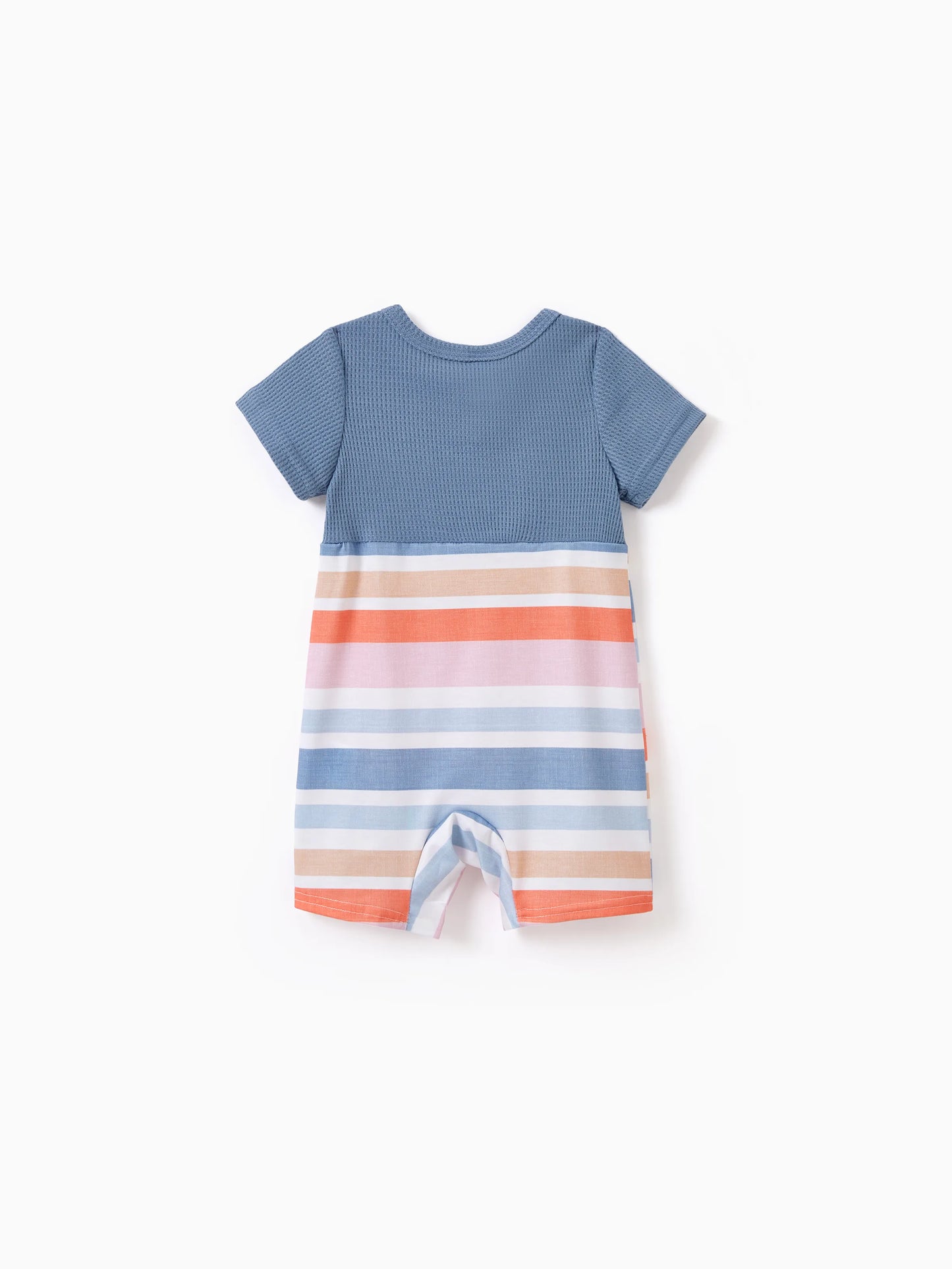 Family Matching Blue Short-sleeve Tee or Colorful Stripe Camisole Dress Multi-color