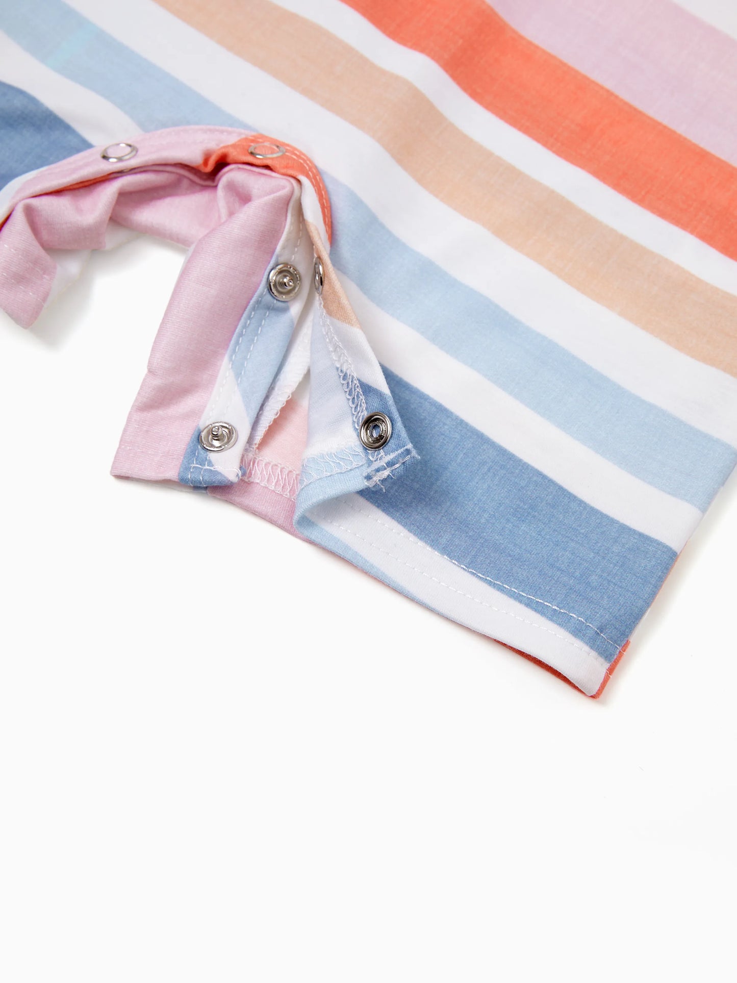 Family Matching Blue Short-sleeve Tee or Colorful Stripe Camisole Dress Multi-color