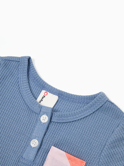 Family Matching Blue Short-sleeve Tee or Colorful Stripe Camisole Dress Multi-color
