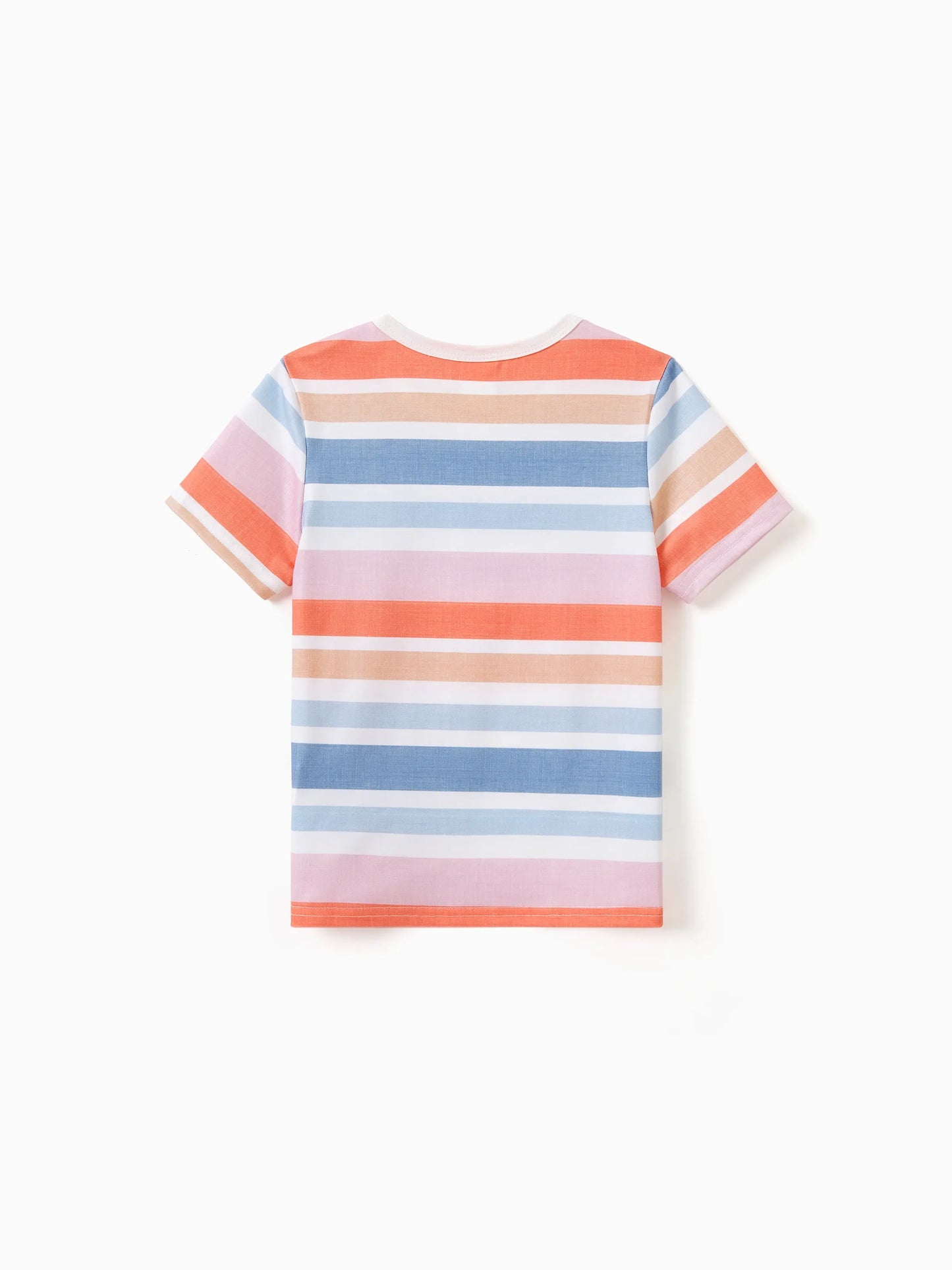 Family Matching Blue Short-sleeve Tee or Colorful Stripe Camisole Dress Multi-color